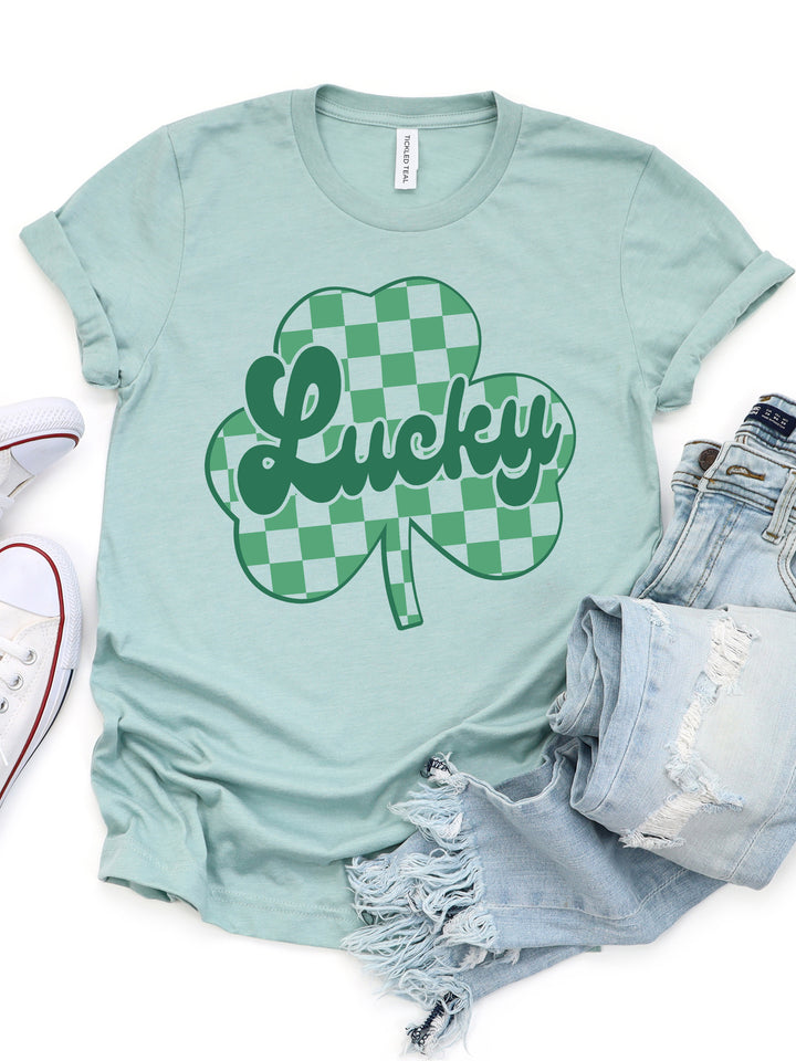 Lucky Checkered Clover Graphic Tee