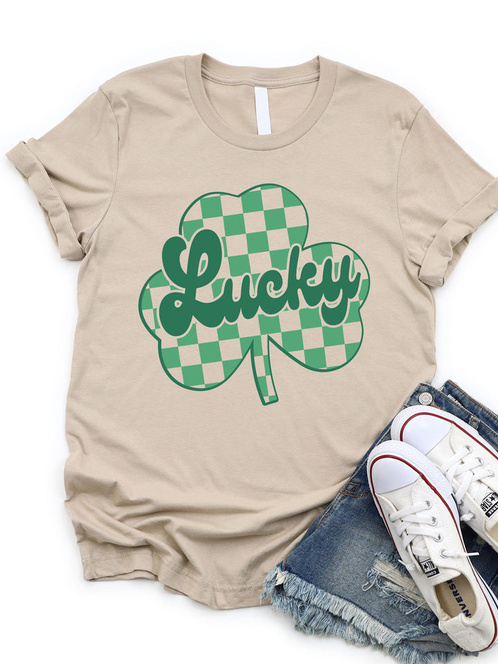 Lucky Checkered Clover Graphic Tee