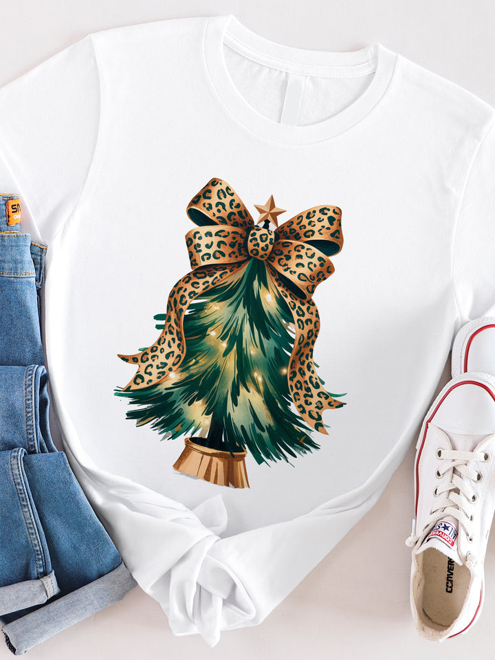 Cheetah Bow Christmas Tree Graphic Tee