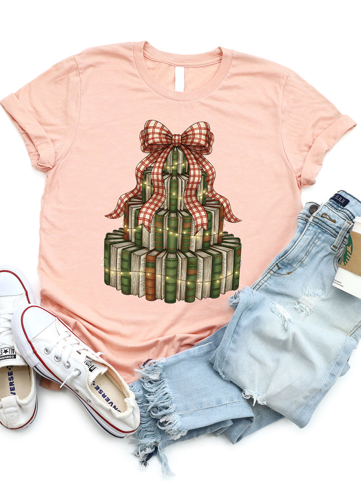 Book Christmas Tree Graphic Tee