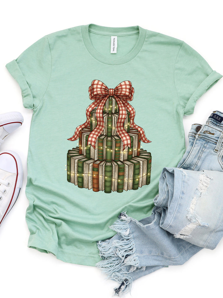 Book Christmas Tree Graphic Tee