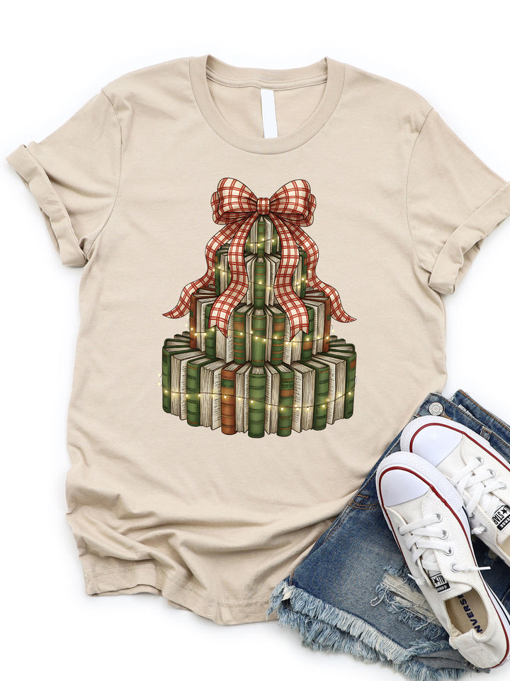 Book Christmas Tree Graphic Tee
