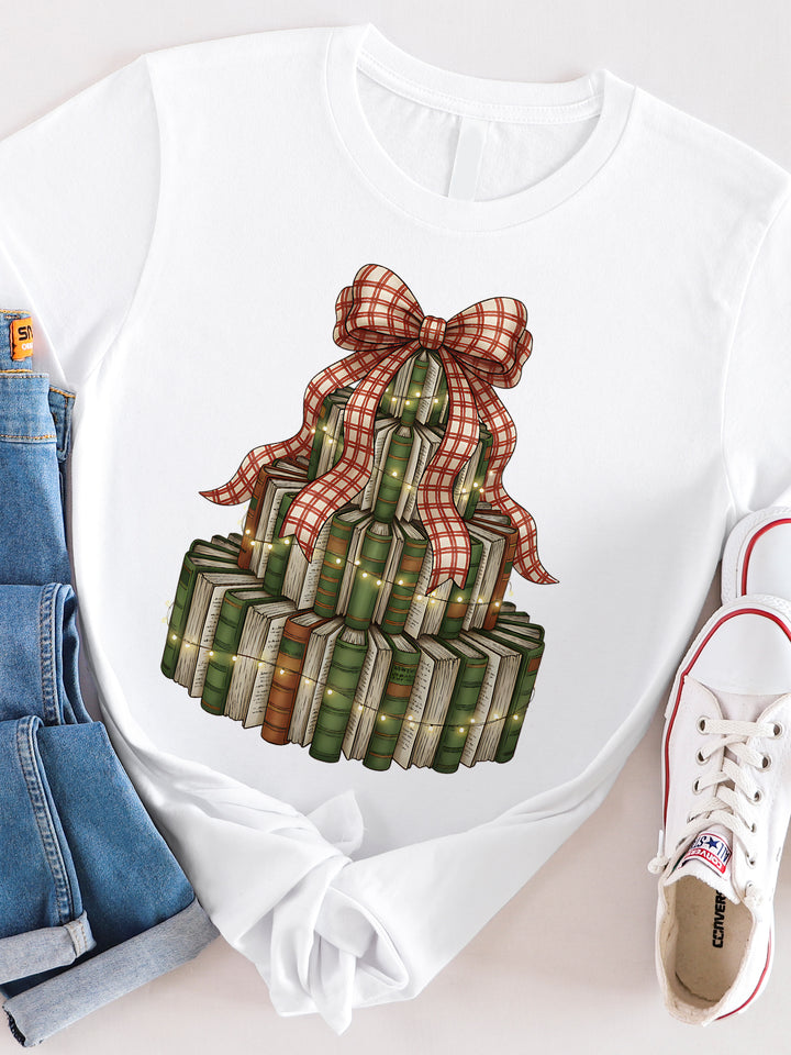 Book Christmas Tree Graphic Tee