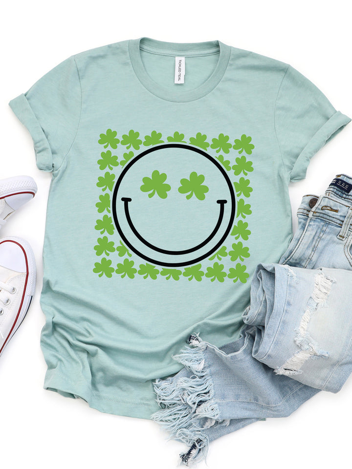 Clover Smiley Face Graphic Tee