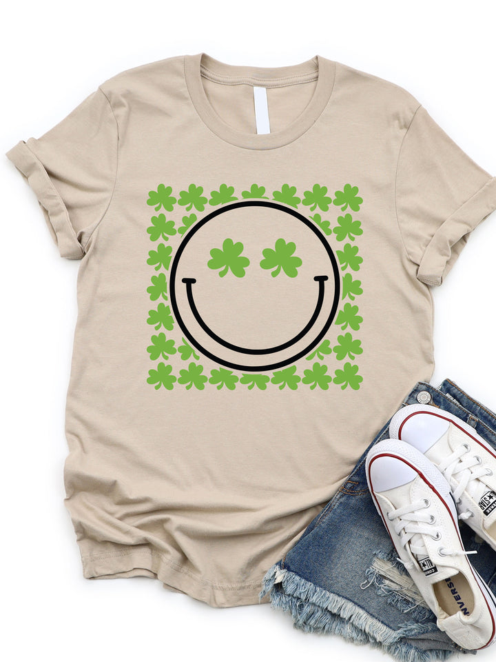 Clover Smiley Face Graphic Tee