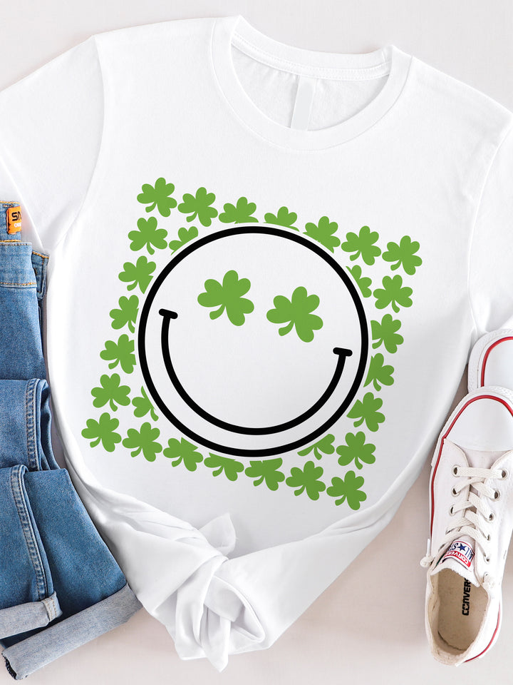 Clover Smiley Face Graphic Tee