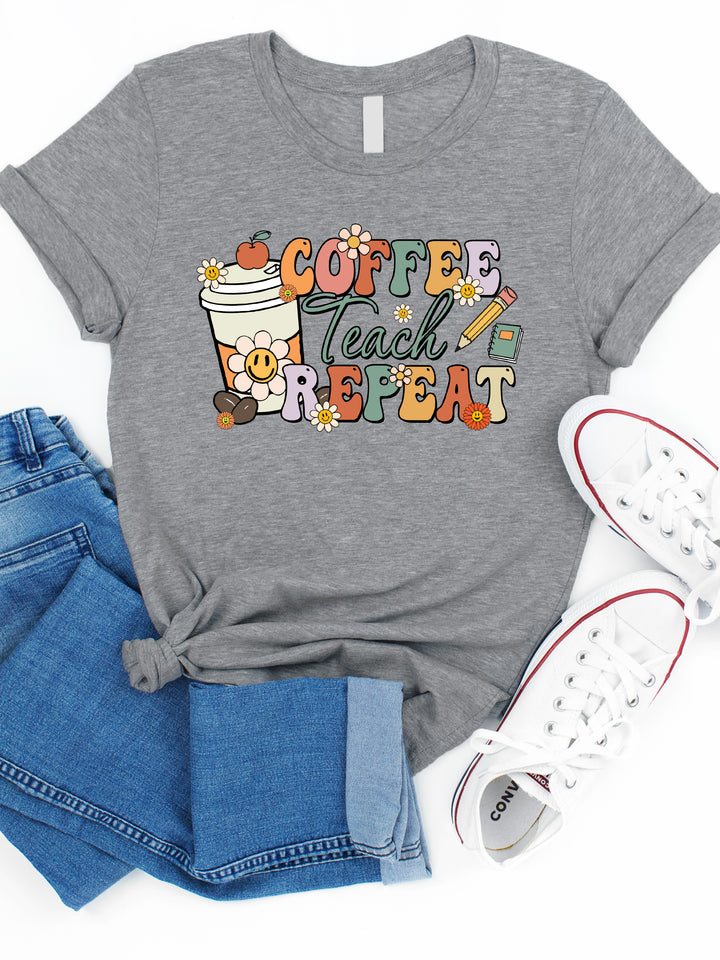 Coffee Teach Repeat Retro Graphic Tee