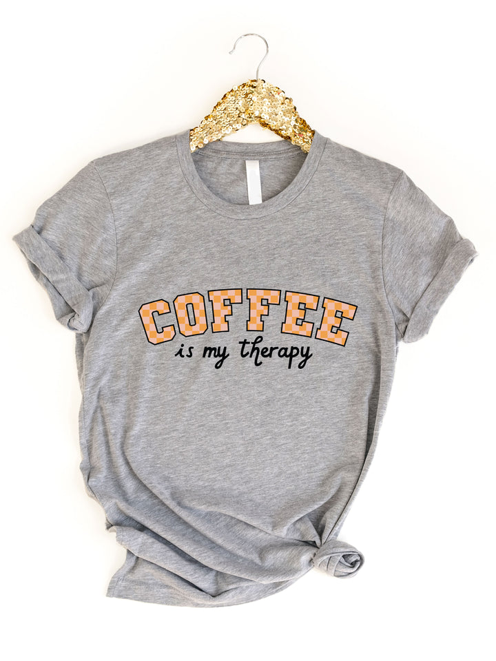 Coffee Is My Therapy Plaid Graphic Tee