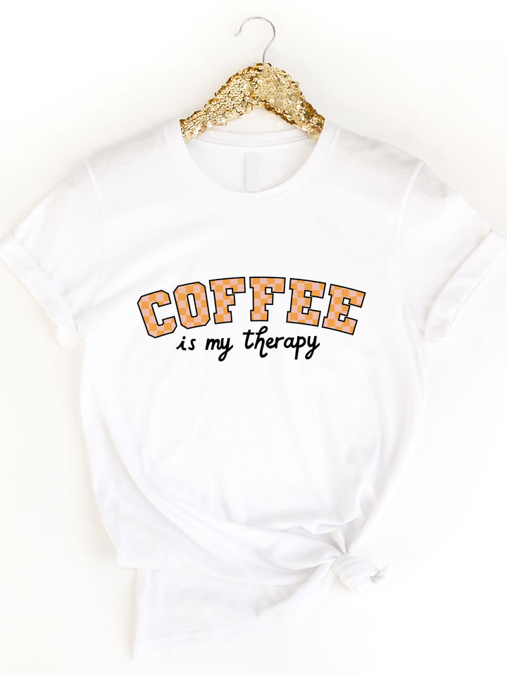 Coffee Is My Therapy Plaid Graphic Tee
