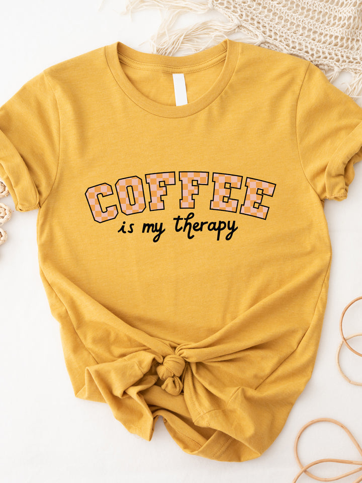 Coffee Is My Therapy Plaid Graphic Tee