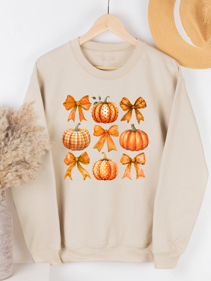Pattern Bows and Pumpkins Graphic Sweatshirt