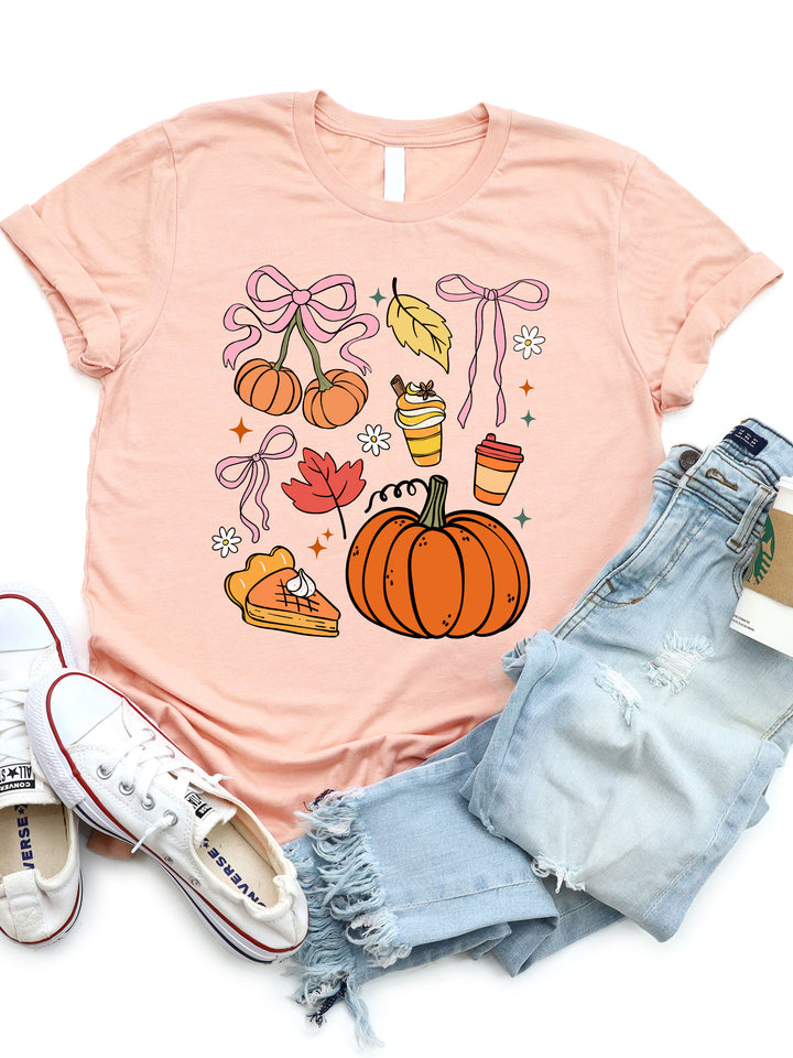 Pumpkin Fall Icons Graphic Tee