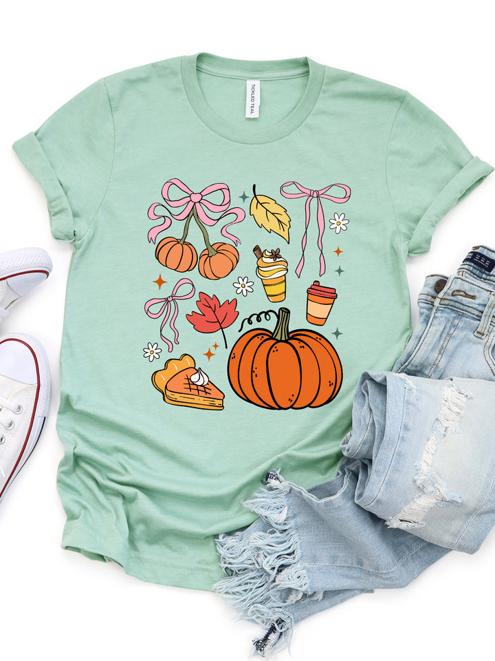 Pumpkin Fall Icons Graphic Tee