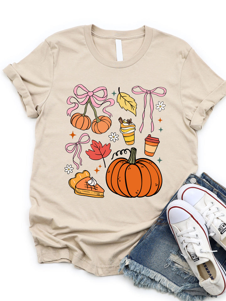 Pumpkin Fall Icons Graphic Tee