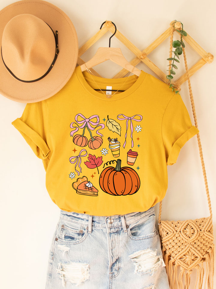 Pumpkin Fall Icons Graphic Tee