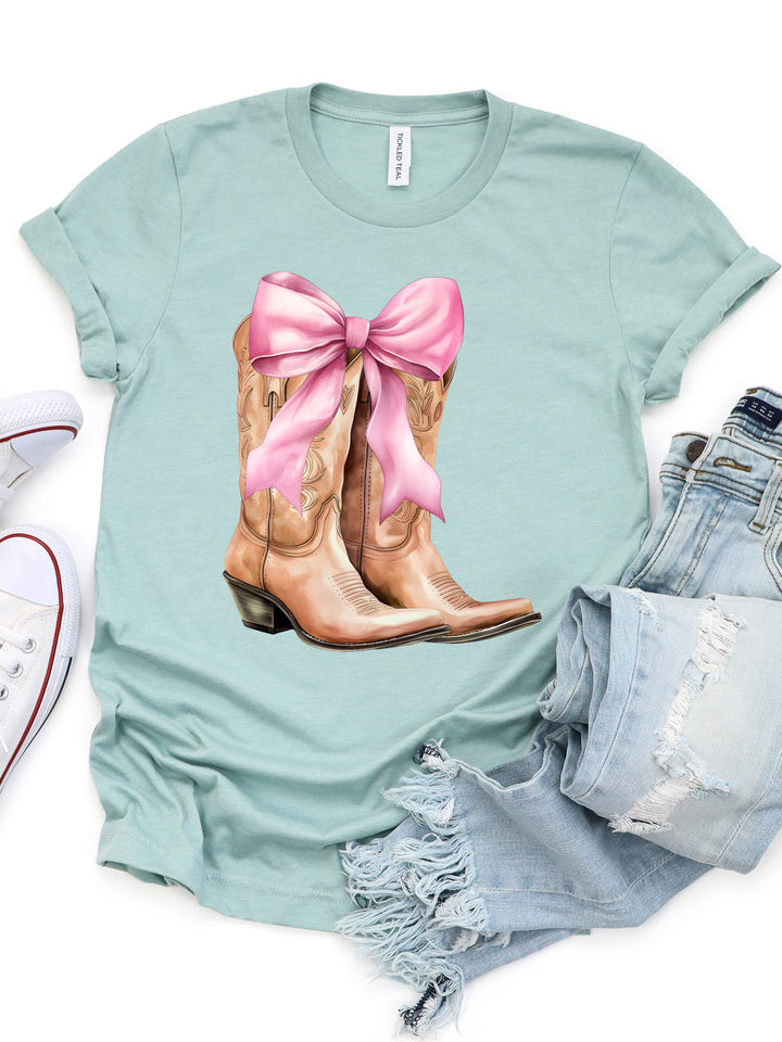 Cowgirl Boots with Bow Graphic Tee