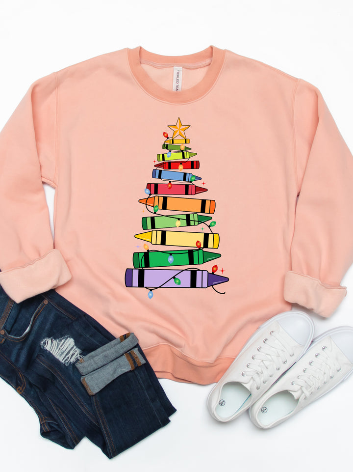 Crayon Christmas Tree - Graphic Sweatshirt