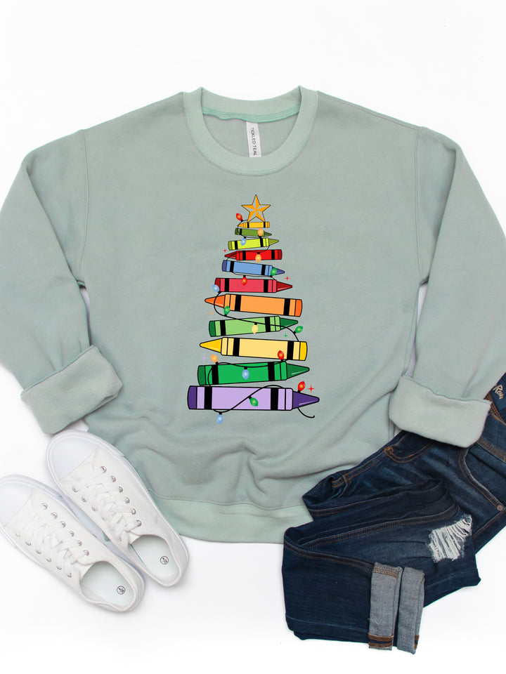 Crayon Christmas Tree - Graphic Sweatshirt