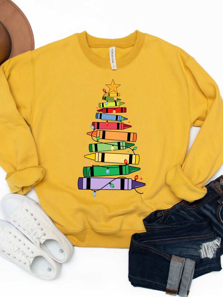 Crayon Christmas Tree - Graphic Sweatshirt