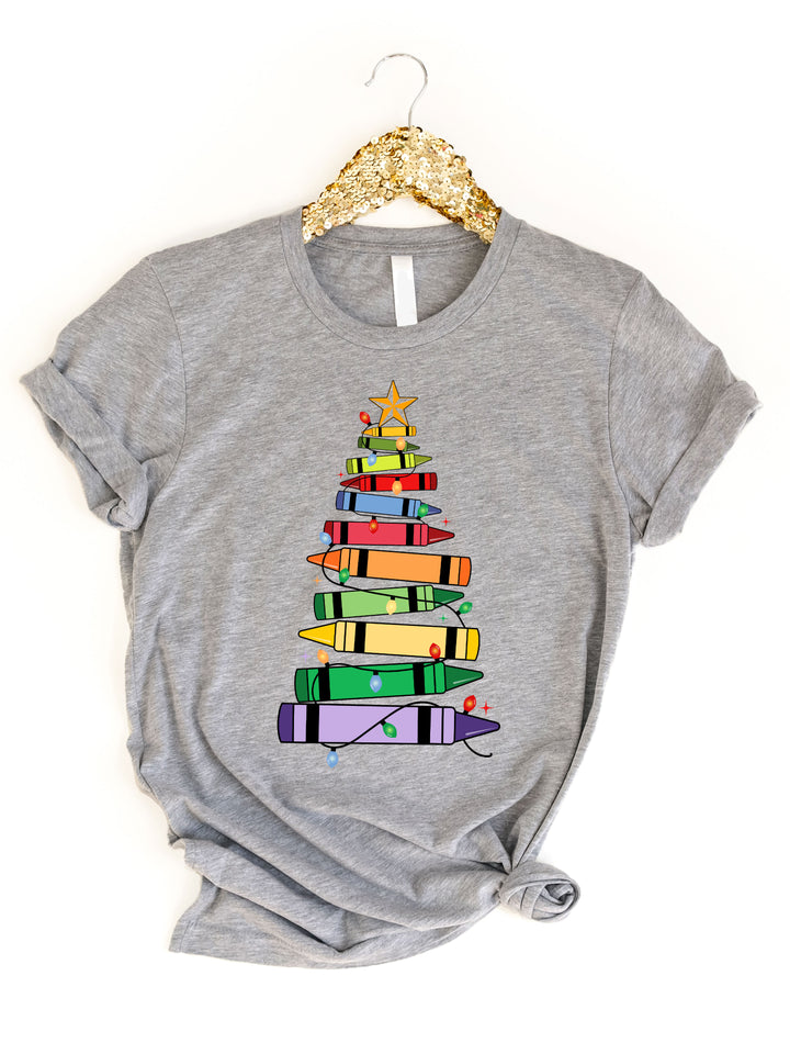 Crayon Christmas Tree Graphic Tee