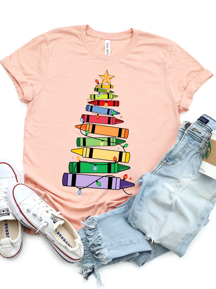 Crayon Christmas Tree Graphic Tee