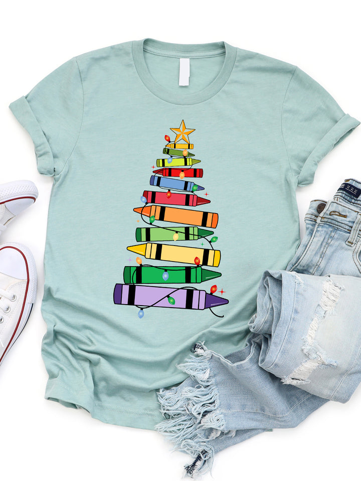 Crayon Christmas Tree Graphic Tee