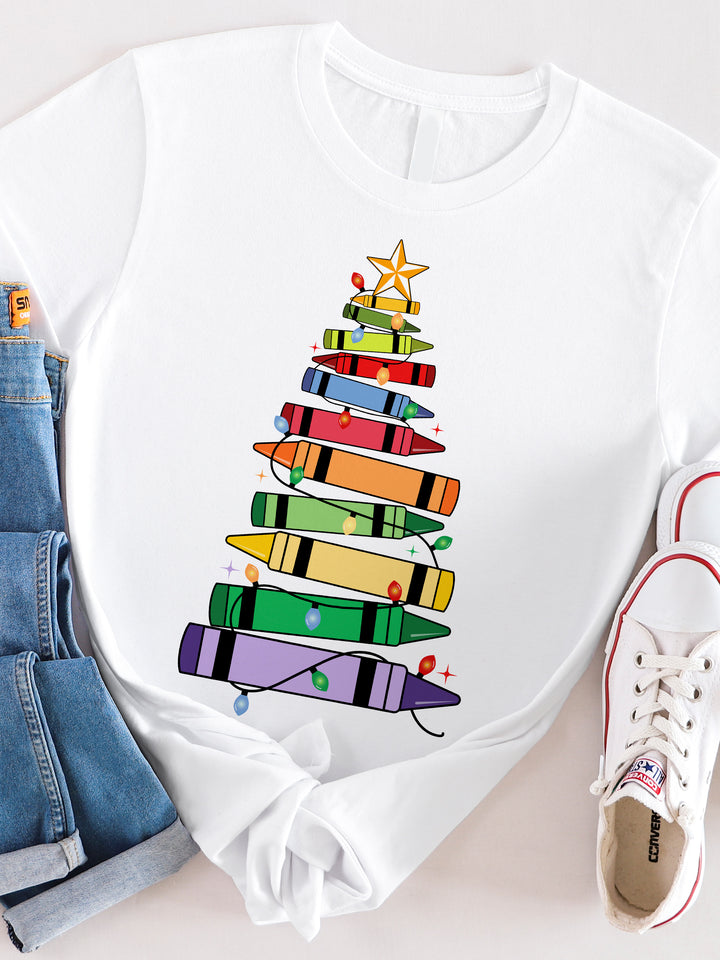 Crayon Christmas Tree Graphic Tee