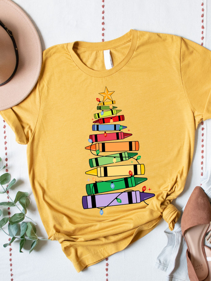Crayon Christmas Tree Graphic Tee