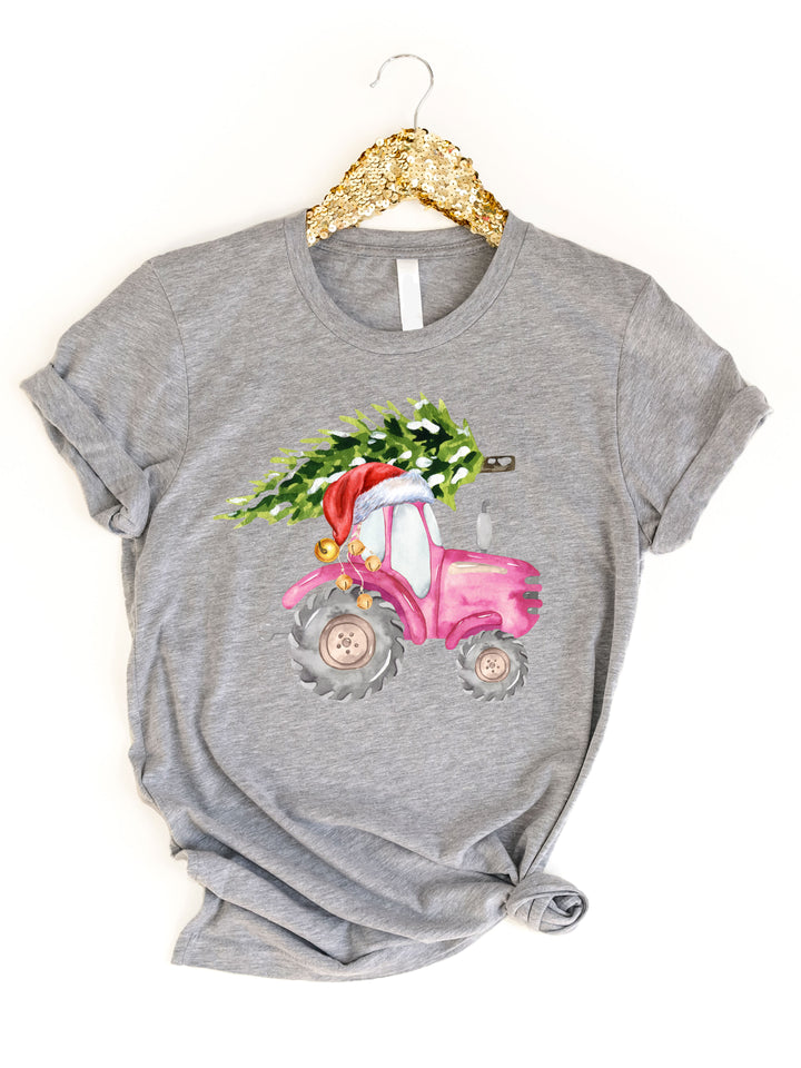 Christmas Tree on Tractor Graphic Tee