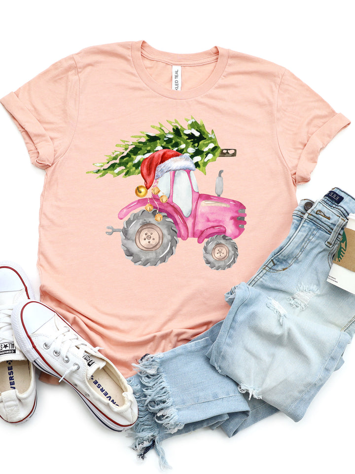 Christmas Tree on Tractor Graphic Tee