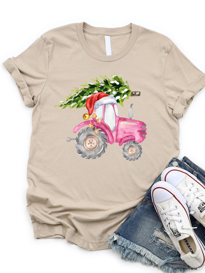 Christmas Tree on Tractor Graphic Tee