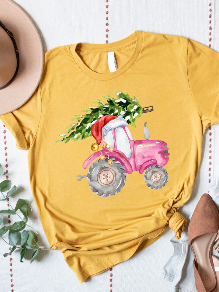 Christmas Tree on Tractor Graphic Tee