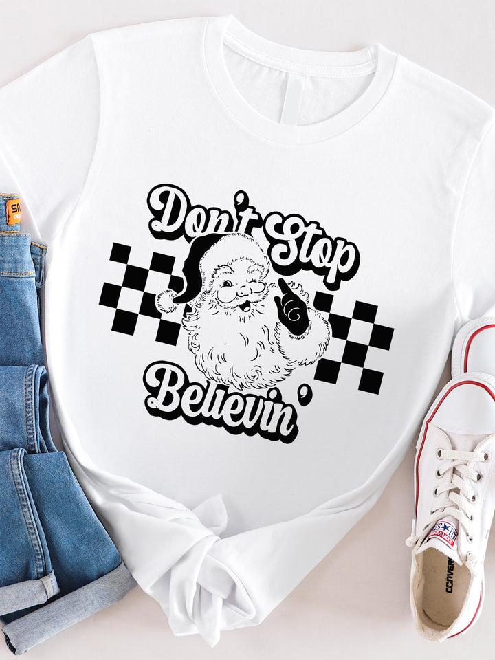 Don't Stop Believing Santa Graphic Tee