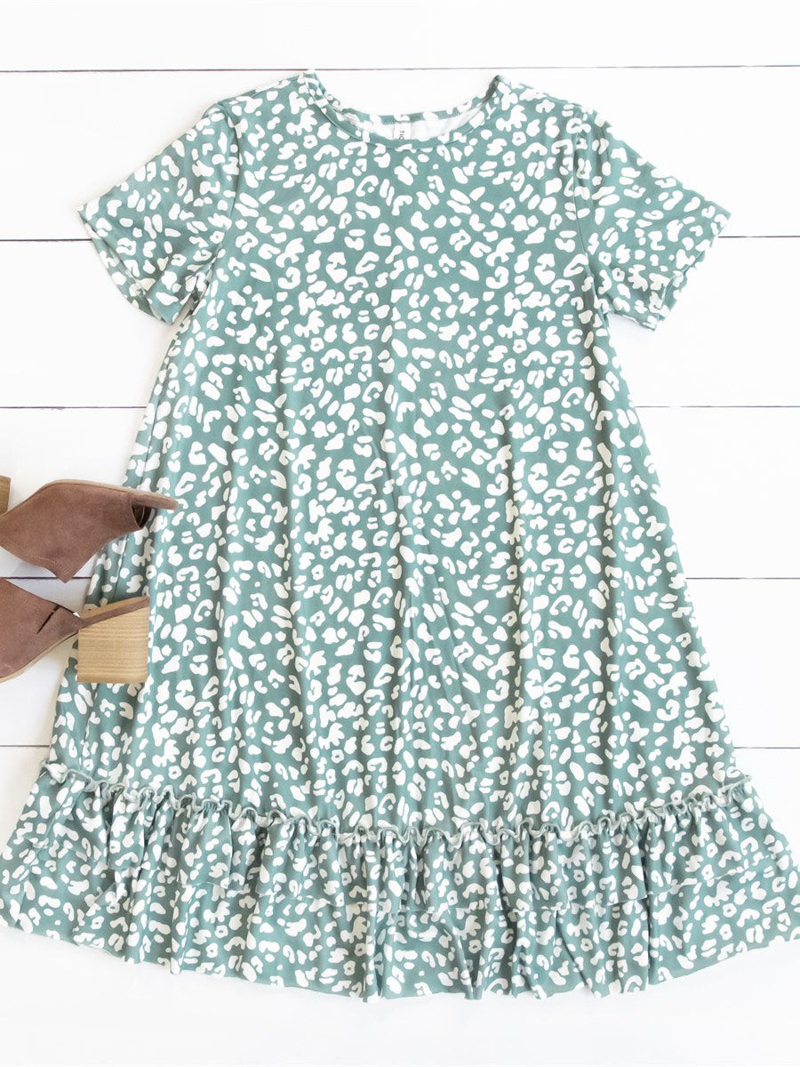 Rudy Dress - Teal Animal Print
