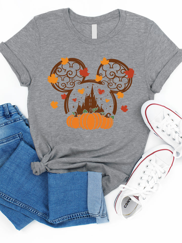 Fall Disney Ears Pumpkin Castle Graphic Tee
