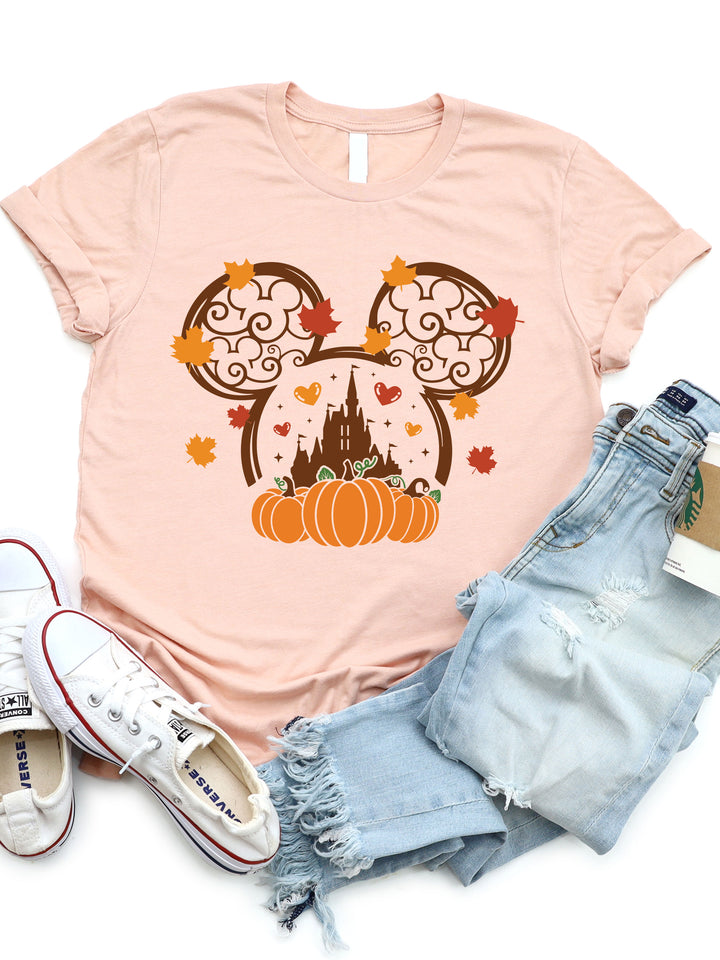 Fall Disney Ears Pumpkin Castle Graphic Tee