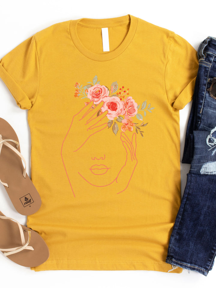 Face & Floral Crown Graphic Tee