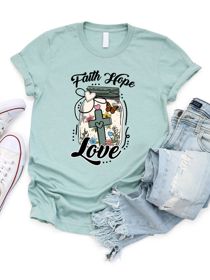 Faith Hope Love Jar Graphic Tee