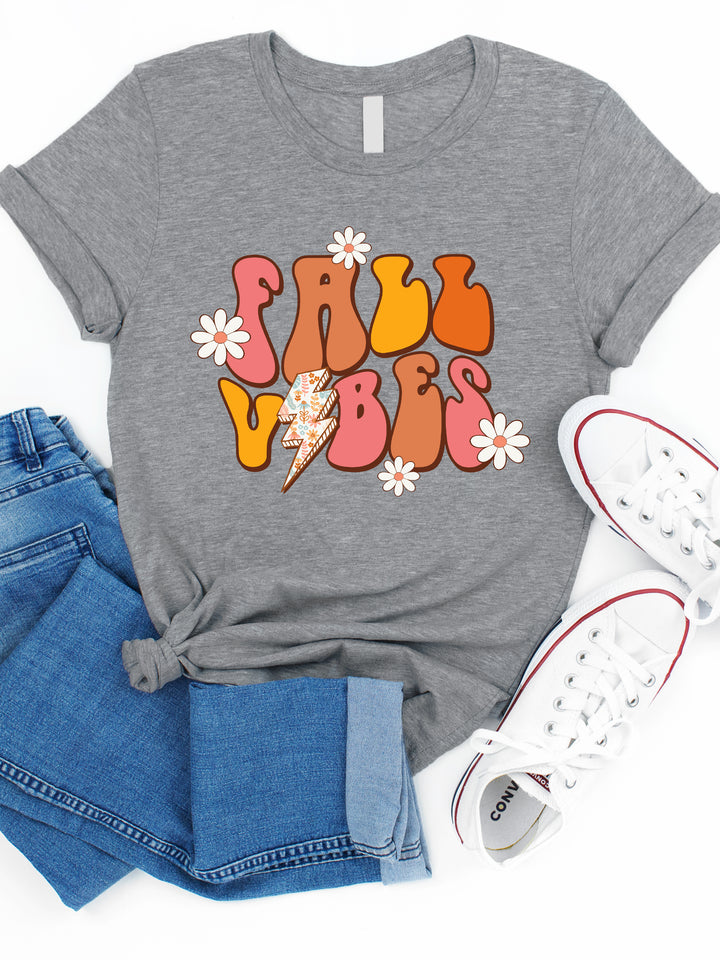 Fall Vibes Lightening Bolt Retro Graphic Tee