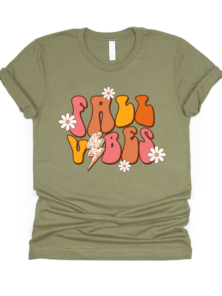 Fall Vibes Lightening Bolt Retro Graphic Tee