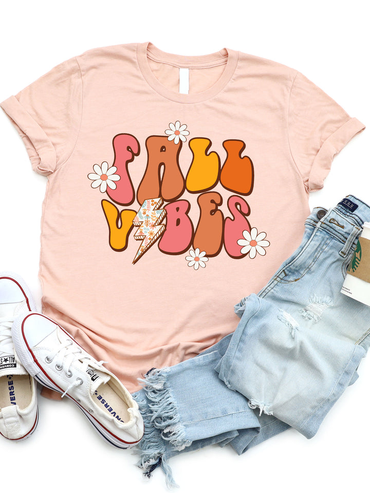 Fall Vibes Lightening Bolt Retro Graphic Tee