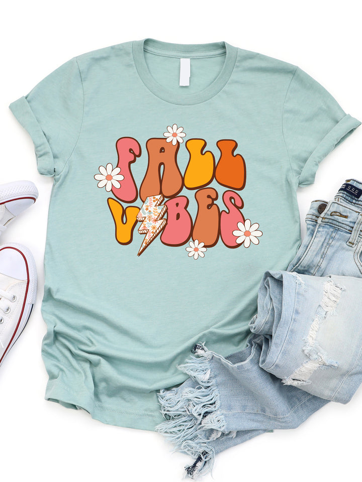 Fall Vibes Lightening Bolt Retro Graphic Tee
