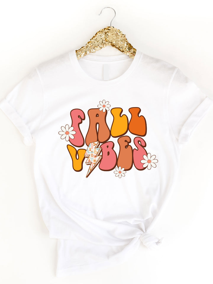 Fall Vibes Lightening Bolt Retro Graphic Tee