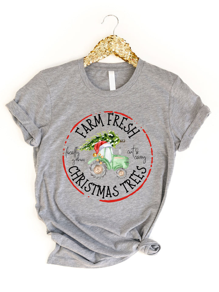 Farm Fresh Christmas Trees Tractor Graphic Tee