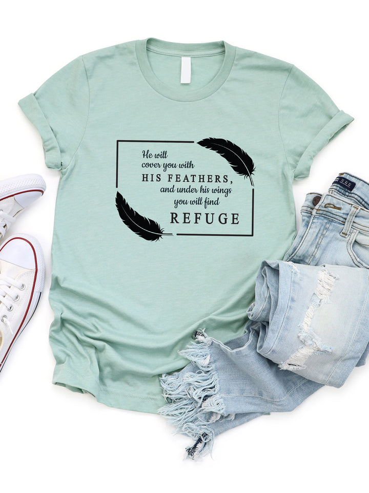 His feathers you will find refuge Graphic Tee