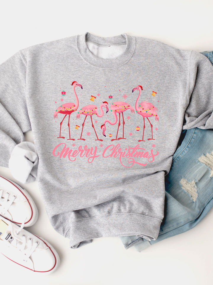 Flamingo Merry Christmas - Christmas Graphic Sweatshirt
