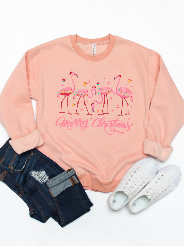 Flamingo Merry Christmas - Christmas Graphic Sweatshirt