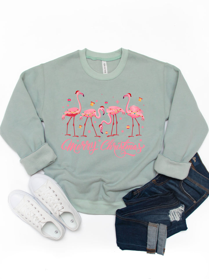 Flamingo Merry Christmas - Christmas Graphic Sweatshirt