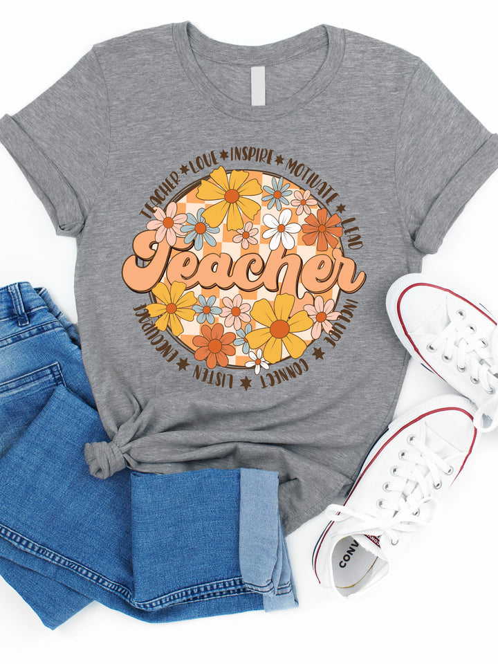 Retro Floral Teacher Motivation Graphic Tee