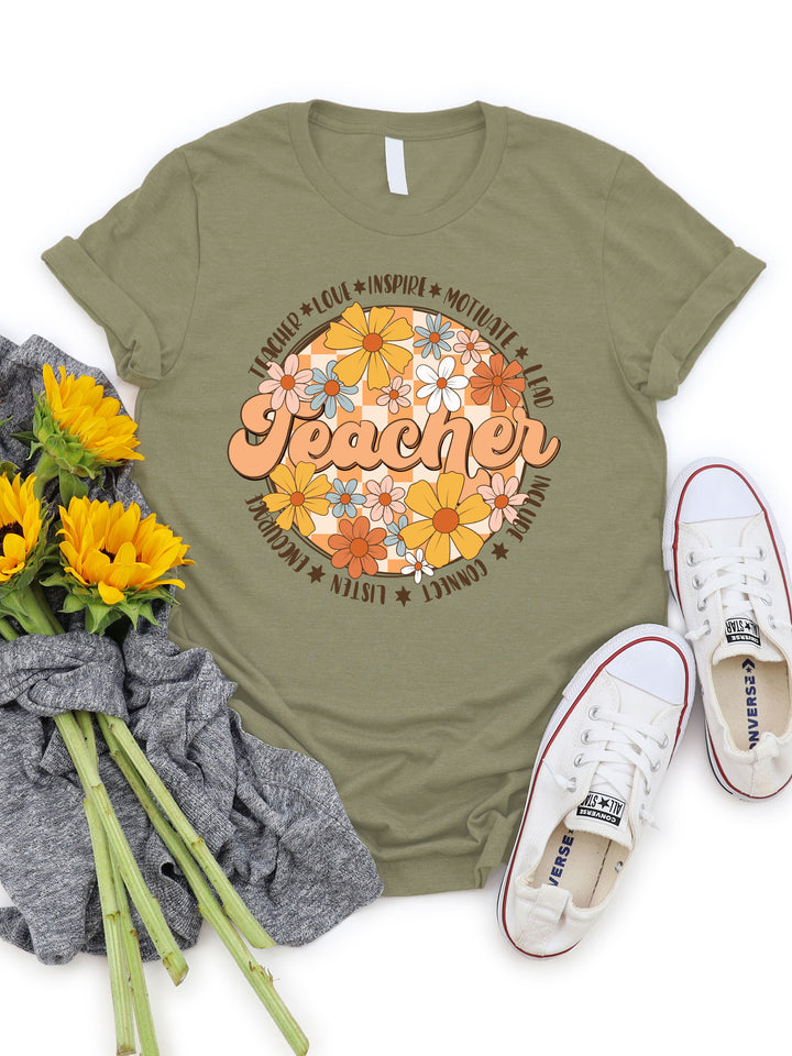 Retro Floral Teacher Motivation Graphic Tee